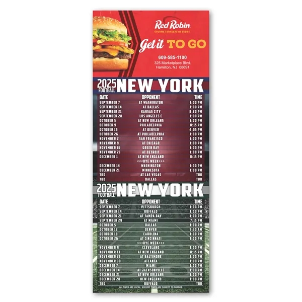 3 1/2" x 8 1/2" football themed, dual-schedule magnet with four... from ASI 68507 The Magnet Group / Magnet LLC™