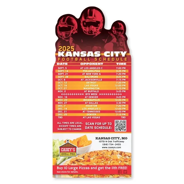 7.63" x 3.5" x .01" football themed schedule magnet with four... from ASI 68507 The Magnet Group / Magnet LLC™