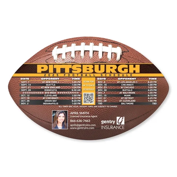 7" x 4.5" x .01" football themed schedule magnet with four... from ASI 68507 The Magnet Group / Magnet LLC™