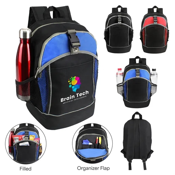 11"W x 17"H x 6.5"G backpack with main zipper compartment, middle... from ASI 37980 Bagworld