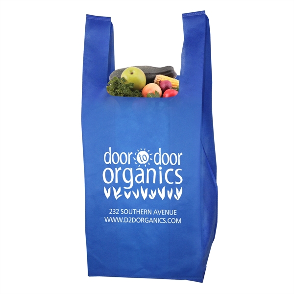 T-shirt style grocery shopping bag made of non-woven recyclable polypropylene.... from ASI 62660 Innovation Line