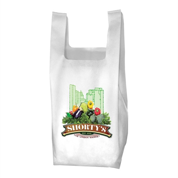 T-shirt style grocery shopping bag made of non-woven recyclable polypropylene.... from ASI 62660 Innovation Line