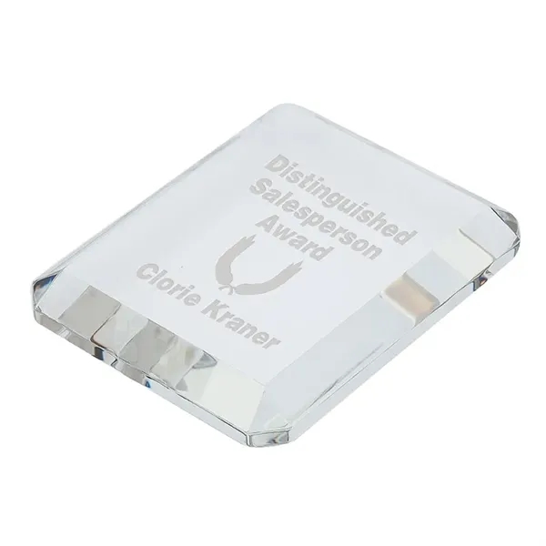 0.88" x 3.25" x 4" Prato rectangle crystal paperweight award.... from ASI 67866 Logomark/Valumark