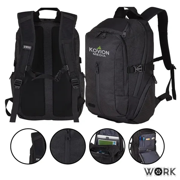 7.25" x 18.5" x 11" Work Pro II laptop backpack with... from ASI 67866 Logomark/Valumark