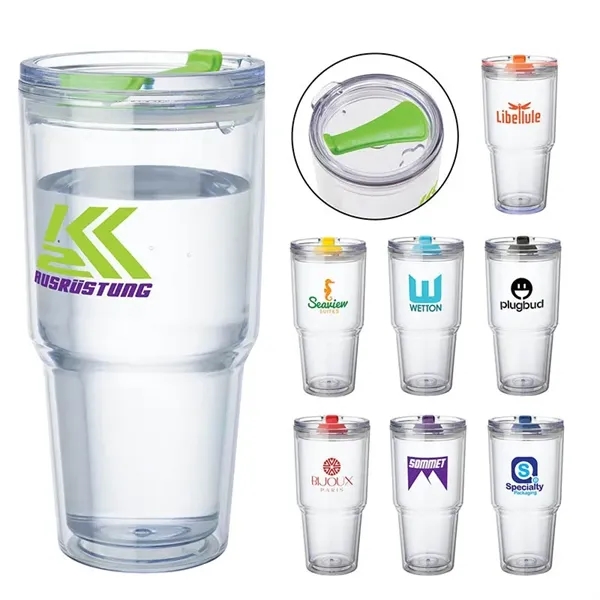 3.88" x 7.88" x 4.12" Desire 26-oz. AS plastic double-wall tumbler... from ASI 67866 Logomark/Valumark / Valumark™