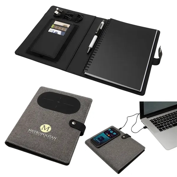 Navigate Notebook w/ Wireless Phone Charger... from ASI 67866 Logomark/Valumark