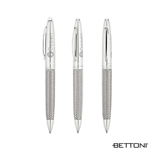 Solid brass ballpoint with 90 degree twist action mechanism, woven steel... from ASI 67866 Logomark/Valumark