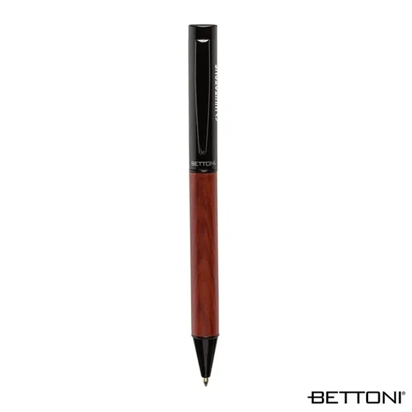 Twist action ballpoint pen with gloss black brass cap, rosewood barrel... from ASI 67866 Logomark/Valumark