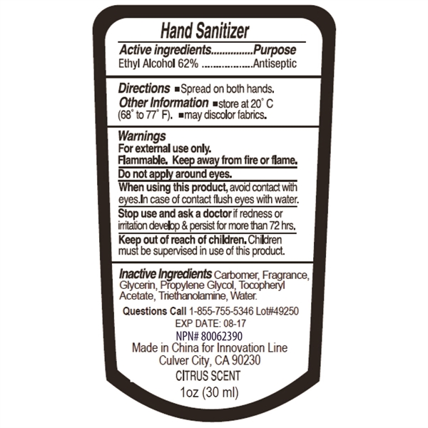 Bottle of 1 oz. citrus scented antibacterial sanitizer gel; features a... from ASI 62660 Innovation Line