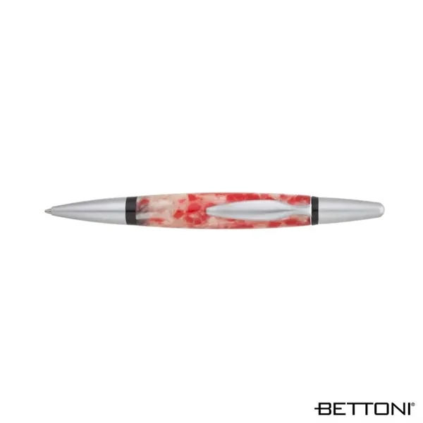 Ballpoint pen with multi-colored resin barrel and satin silver finished brass... from ASI 67866 Logomark/Valumark