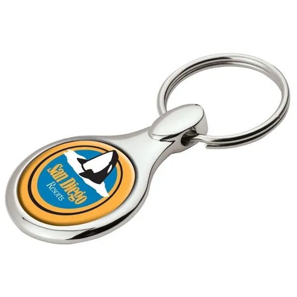 0.25" x 2.56" x 1.31" metal Apparier round keyring with chrome... from ASI 67866 Logomark/Valumark