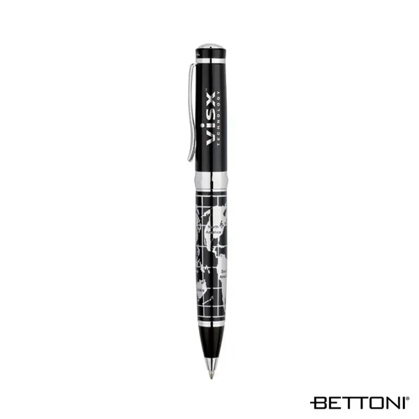 Twist action ballpoint pen with chrome world map barrel and chrome... from ASI 67866 Logomark/Valumark