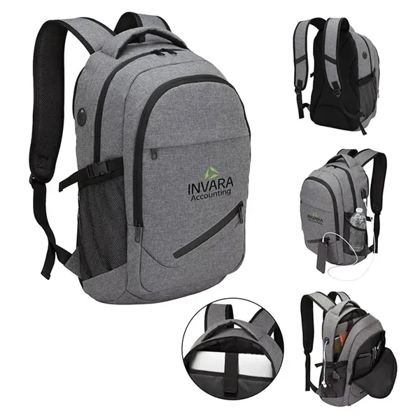 5" x 18.75" x 10.62" laptop backpack; includes external USB port... from ASI 67866 Logomark/Valumark