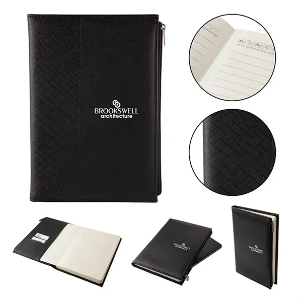 1" x 8.62" x 6" 80-page lined journal with replaceable leather... from ASI 67866 Logomark/Valumark