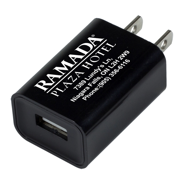 1 5/8" x 1 3/16" plastic USB wall adapter and charger.... from ASI 62660 Innovation Line