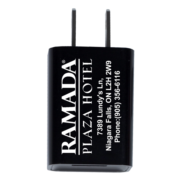 1 5/8" x 1 3/16" plastic USB wall adapter and charger.... from ASI 62660 Innovation Line