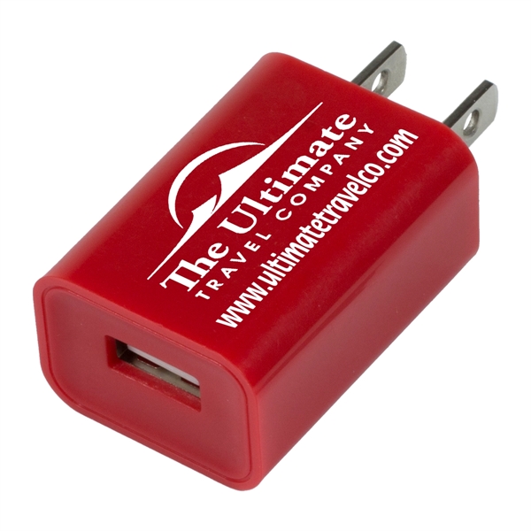 1 5/8" x 1 3/16" plastic USB wall adapter and charger.... from ASI 62660 Innovation Line