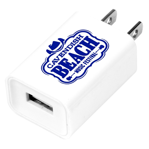 1 5/8" x 1 3/16" plastic USB wall adapter and charger.... from ASI 62660 Innovation Line