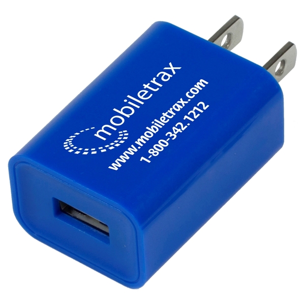 1 5/8" x 1 3/16" plastic USB wall adapter and charger.... from ASI 62660 Innovation Line