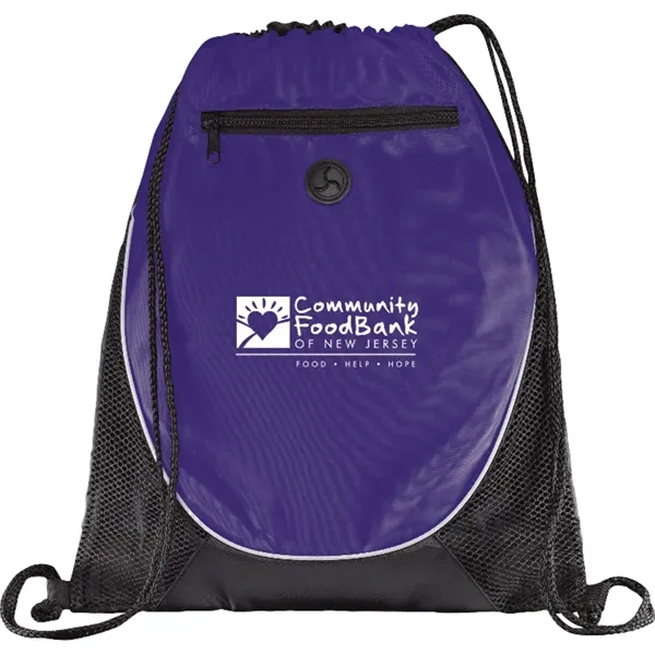17" x 14" drawstring bag with zippered front pocket and earbud... from ASI 66887 PCNA / Bullet