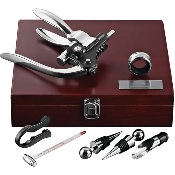 9-piece wine accessories set with wooden case, bottle opener, foil seal... from ASI 66887 PCNA / Leeds