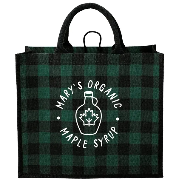 8" x 13.75" x 15.75" tote bag with buffalo plaid pattern... from ASI 66887 PCNA / Bullet