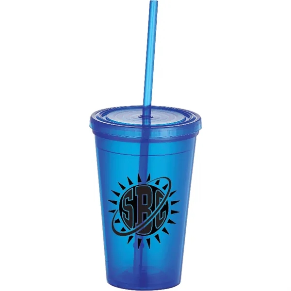 16 oz. double wall tumbler with straw and lid.... from ASI 66887 PCNA / Bullet