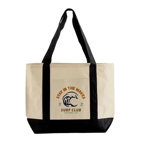 Compact 10 oz cotton tote with front pocket and wide handles.... from ASI 67557 LimeLight Ent / Limelight USA