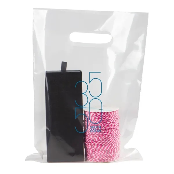 2.5 mil high-density clear plastic die-cut handle bag.... from ASI 75731 PWS / Pacific Western Sales/Cater Line