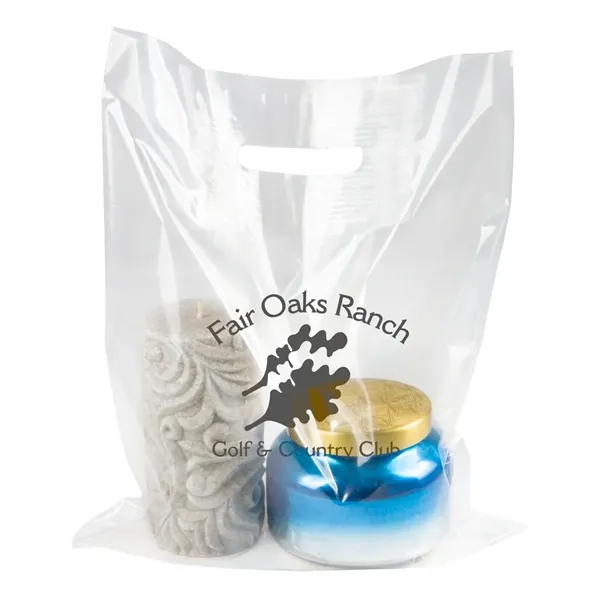 2.5 mil high-density clear plastic die-cut handle bag.... from ASI 75731 PWS / Pacific Western Sales/Cater Line