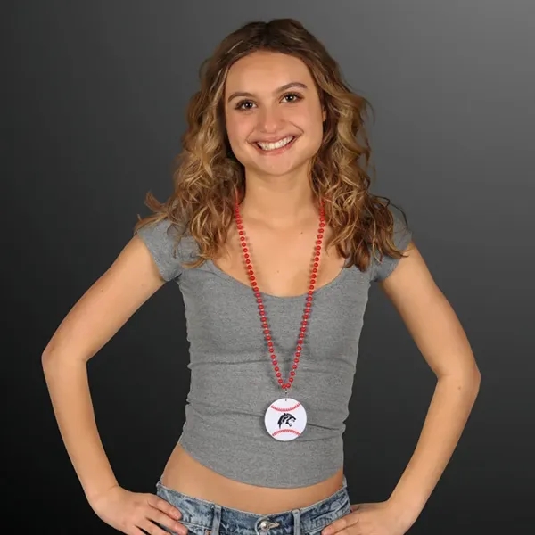 LED Bead Necklace with Baseball Medallion; Imprinted Pricing... from ASI 34194 ALightPromos / Alight Promotional Products
