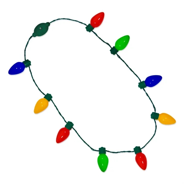 Christmas bulb necklace with LED lights that measures 34"... from ASI 42016 Brighter Promotions Inc