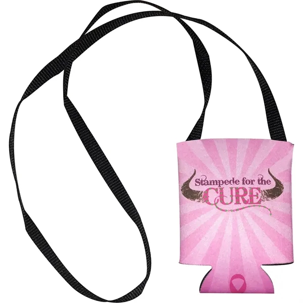 USA-made hands-free can cooler with full-color imprint keeps drinks cold and... from ASI 61966 HPG / Best Promotions USA