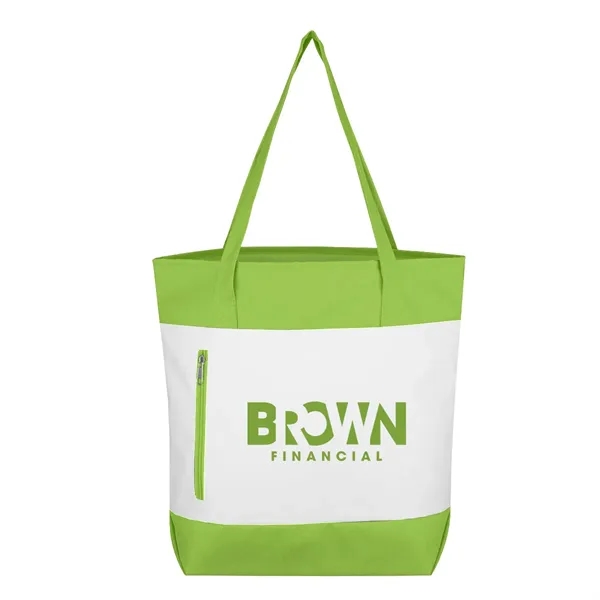 Tote bag with colored zippered side pocket and 23" handles... from ASI 61125 Hit Promotional Products / Hit®