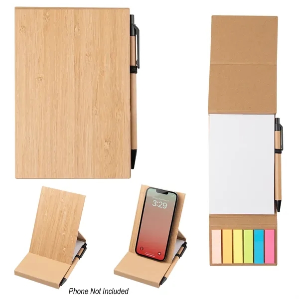 Bamboo Desk Jotter With Phone Stand... from ASI 61125 Hit Promotional Products / Hit®