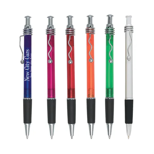 Wired plunger action pen with rubber grip for writing comfort and... from ASI 61125 Hit Promotional Products / Hit®