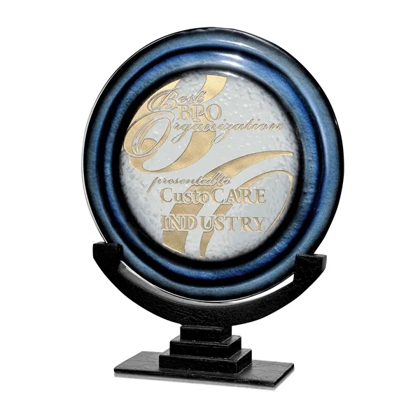 Award with deep blues accented by black edges, complemented by a... from ASI 93986 Visions/Awardcraft / Visions Awards