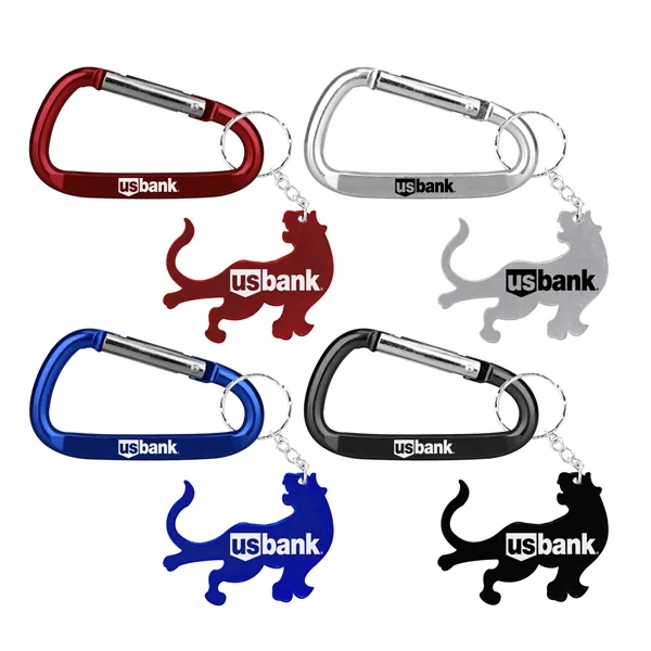 Tiger / Leopard shape bottle opener with key chain & carabiner... from ASI 74585 Nu Promo International / Nu Promo Line