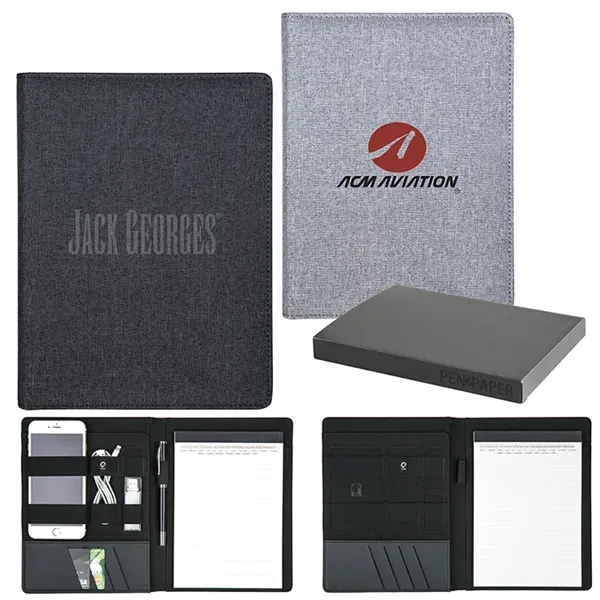 Junior-sized portfolio with a gray heathered linen cover, 60-sheet lined pad,... from ASI 88060 Snugz/USA Inc / Sweda®