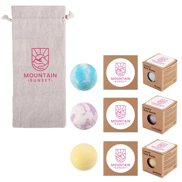 Two-piece scented bath bomb set in a cinched jute bag.... from ASI 61966 HPG / Mixie