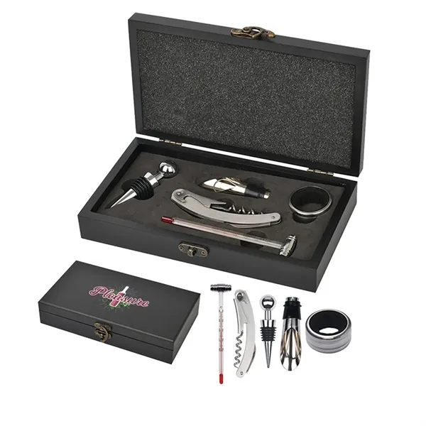 Five Piece Wine Opener Set w/Black Wood Case... from ASI 79535 Primetime / Primetime