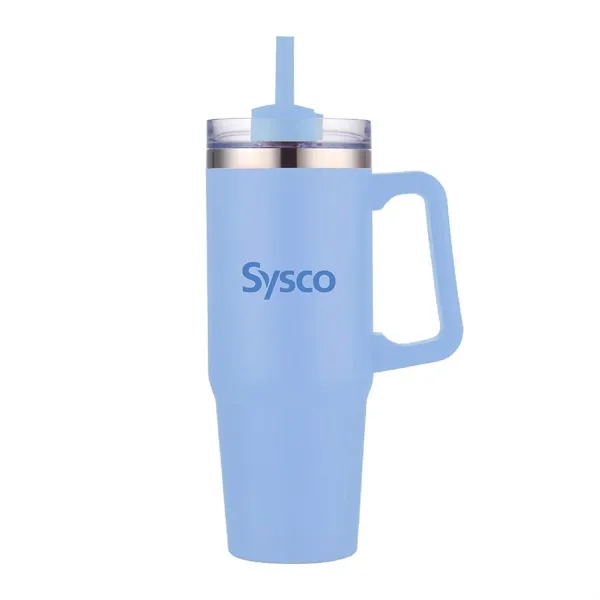 30 oz. Vacuum Stainless Steel Travel Mug w/ Handle & Straw... from ASI 39820 Opusline (Benmex)