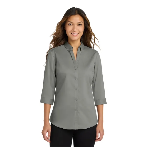 Port Authority Ladies 3/4-Sleeve SuperPro Twill Shirt.... from ASI 84863 SanMar