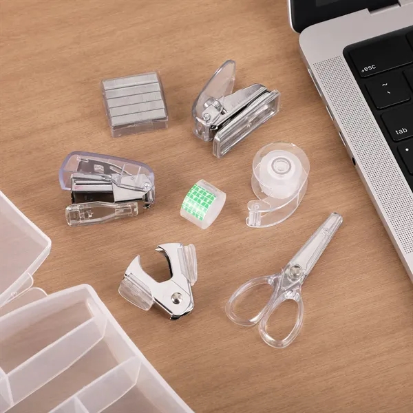 Office kit that includes tape and tape holder, stapler and staples,... from ASI 61966 HPG / Beacon Promotions