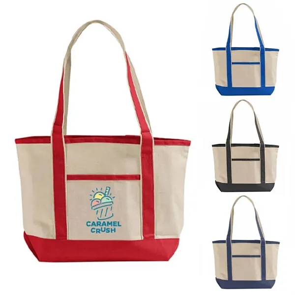 12oz cotton tote with zip pocket, contrast trim, and large imprint... from ASI 67557 LimeLight Ent / Limelight USA
