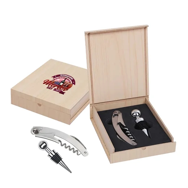 Wine Opener and Stopper Set in a Light Wood Case... from ASI 79535 Primetime / Primetime