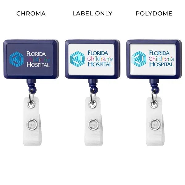 Antimicrobial JUMBO square retractable badge reel in solid colors, alligator clip... from ASI 49470 DEVARA