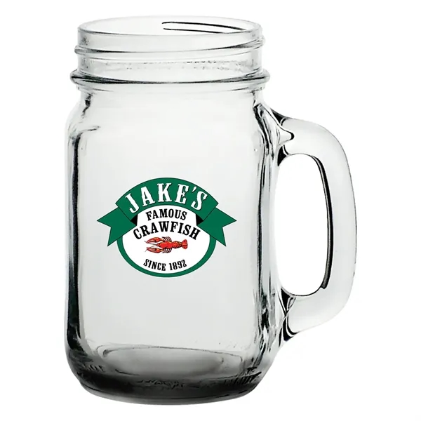 16 oz. clear glass mason jar with handle.... from ASI 68507 The Magnet Group / Benchmark Crystal & Clocks
