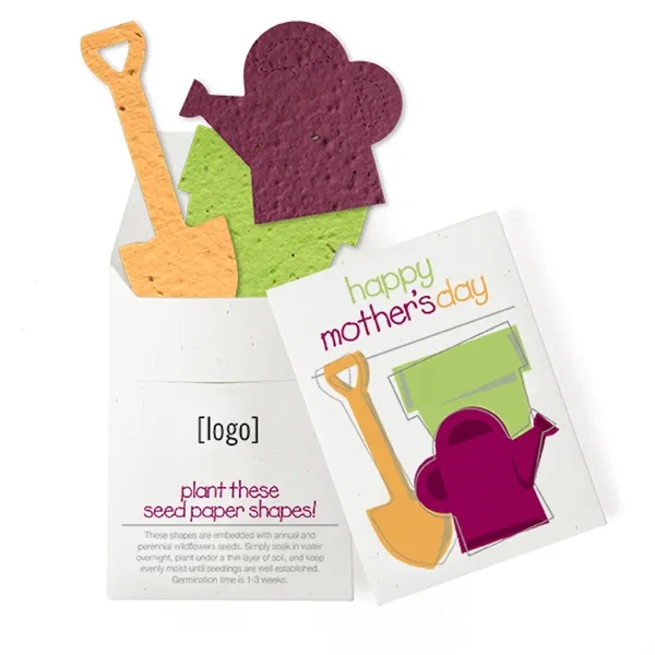 Recycled cardstock sleeve containing 3 die-cut seed paper shapes that will... from ASI 40646 Bloomin Promotions / Bloomin' Promotions™