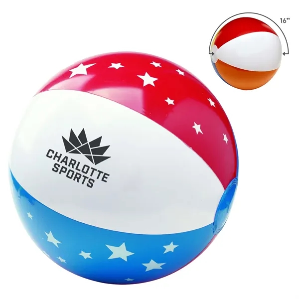 16" inflatable beach ball with red, white and blue patriotic design.... from ASI 63549 Jornik Manufacturing Corp / Jornik
